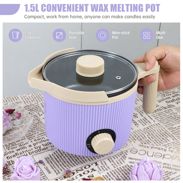 TOAUTO Handheld 1.5L Small Wax Melting Pot Purple